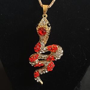 Betsey Johnson Red and Gold Snake Necklace